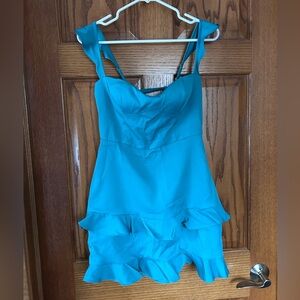 Shirt ruffle mini dress